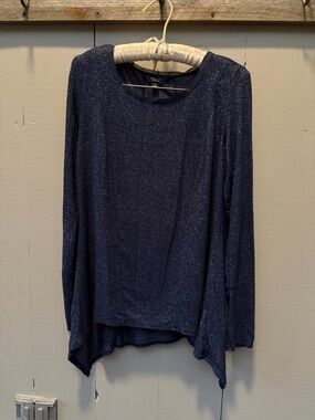 Simply Vera Vera Wang Navy Shimmer Long Sleeve Top